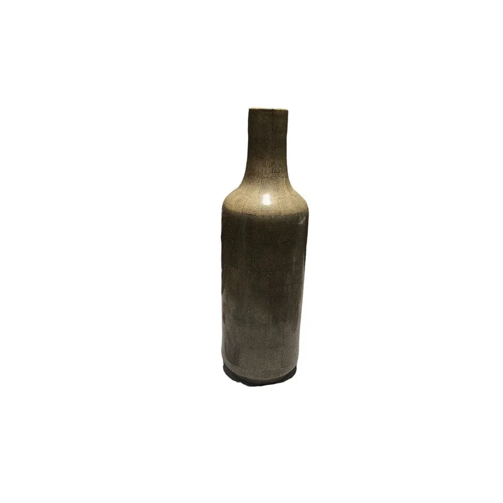 Tozai Home Khaki Crackle Porcelain Tall Vase 20.5”